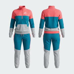 Survêtements à manches longues pour femmes, vêtements décontractés, ensemble de survêtement, coupe régulière, respirant, imprimé avec fermeture éclair quart - Product Image 6