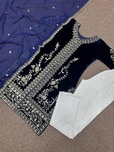 Hermoso Plazo Set Heavy Faux Georgette con pesado trabajo de secuencia de bordado de 5mm con Latkan Dori Micro algodón de alta calidad - Product Image 4