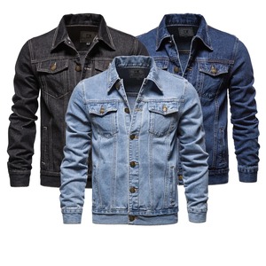 Veste en jean décontractée pour hommes, veste en jean en coton pour le printemps et l'automne, manteaux en jean à col tournant optimaux pour la mode masculine - Product Image 1