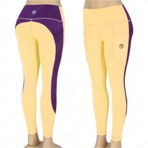 Leggings de yoga taille élastique OEM Vente en gros Pantalon de yoga léger sans couture Leggings à taille haute respirants à panneau de contraste - Product Image 1