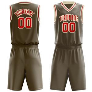 Conception personnalisée marron uniforme de basket-ball rouge et blanc garniture grande taille jeune uniforme de basket-ball porter pour garçons filles - Product Image 4