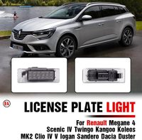 2 éclairages de plaque d'immatriculation à LED pour Renault Megane 4 Scenic IV Twingo Kangoo Koleos MK2 Clio IV V Logan Sandero Dacia Duster