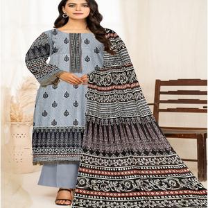 Trajes de algodón/césped de diseñador para mujer con diseño de Shalwar Kameez pakistaní de marca, trajes de algodón/césped estampados de talla grande - Product Image 1