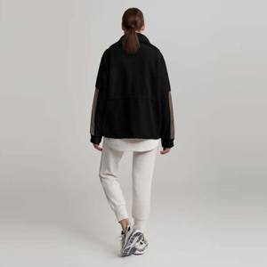 Manteau zippé confortable Sherpa Colorblock avec col haut Vêtements d'extérieur en polaire chauds et élégants pour l'hiver - Product Image 3