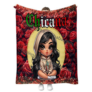 Stock mexicano Latina Chicana Virgen De Guadalupe personalizado español cristiano diseño estampado polar franela mantas 50*60 pulgadas - Product Image 2