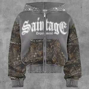 เสื้อฮู้ดเข้ารูปบ็อกซี่แอซิดพร้อม400GSM ลายพิมพ์ DTG และมีฮู้ดพลอยเทียมปรับแต่งได้เน้นเสียง - Product Image 5