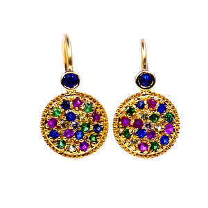 Vêtements de mariage 14K or bleu saphir pierre précieuse classique élégant fiançailles mode porter boucles d'oreilles en diamant - Product Image 2