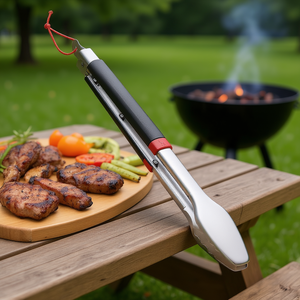 Pinces à barbecue en acier inoxydable chromé et noir de 40 cm 6317 - Outils de barbecue haut de gamme - Product Image 3