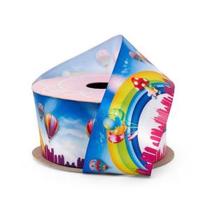 Luxury Floral Hot Air Balloons on Satin Polyester Ribbon for Wedding Birthday Halloween Christmas Gift Wrapping - Product Image 1