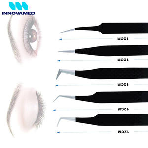Pinzas de extensión de pestañas de cabeza de ángulo recto curvo de alta calidad en color negro de INNOVAMED - Product Image 6