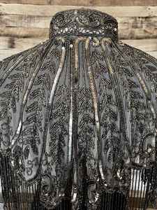 Hermoso vestido de fiesta de noche antiestático con capa de cuentas perlas bordadas flecos abrigo elegante para ocasiones especiales - Product Image 6