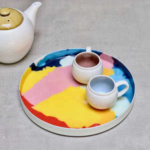 ถาดเสิร์ฟหลากสีทันสมัยพร้อมที่จับสำหรับตกแต่งบ้านอาหารบนโต๊ะจากผู้ผลิตอินเดีย - Product Image 2