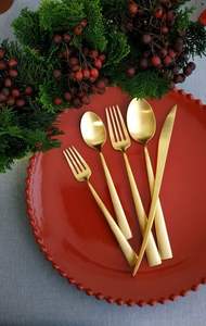 Elegante juego de cubiertos de acero inoxidable Chapado en oro Utensilios de cocina de comedor con estilo para uso moderno - Product Image 6