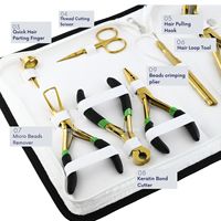 Kit d'outils d'extension de cheveux en gros pince de pressage à mâchoire plate ciseaux de coupe pinces coupeur de kératine aiguilles à tisser pince de fermeture