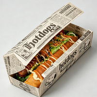 Boîte à hot-dogs personnalisée avec logo, boîte en papier jetable de qualité alimentaire pour les restaurants à emporter, les chariots de nourriture, les services de traiteur