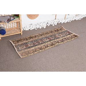 Alfombra de área grande turca Vintage tradicional Beige 2,1X4,8 pies abstracto de látex de lana para habitación de adolescente diseño de pasillo rectangular - Product Image 2