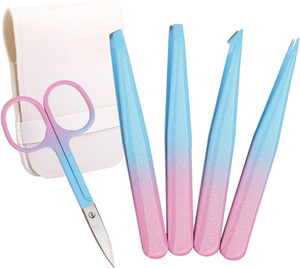 Vaslare Precision Stainless Steel Eyebrow Tweezer Set 5pcs Manual Facial Hair Remover Scissors Surgical Instrument Basis - Product Image 1