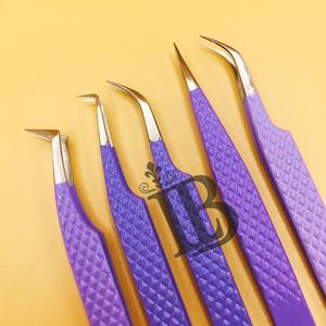 Nouvelles pinces à cils violettes, pinces à cils en vison violet, acier inoxydable, logo personnalisé, étiquette privée, pinces à cils - Product Image 6