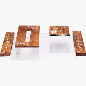 Ensemble de brûleur à encens Mubkhar en acrylique laqué arabe avec nacre, boîtes cadeaux, nourriture, haute qualité, carré, pour l'Aïd el-Fitr 2025 - Product Image 3