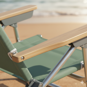 เก้าอี้ชายหาดพับได้ HOMFUL ปรับเอนได้ 5 ระดับ พร้อมที่วางแขนไม้ และหลังคาบังแดดป้องกันรังสียูวี - Product Image 2