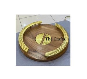 ถาดเสิร์ฟอลูมิเนียมพร้อมฐานไม้สำหรับตกแต่งบนโต๊ะอาหาร - Product Image 5