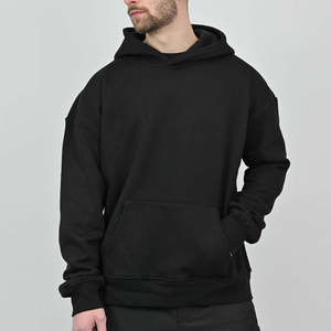 Luxury Plain High Quality Baggy Blank Hoodie No <b>String</b> French Terry 100% Cotton Oversized Heavyweight Cropped Hoodie Men - Product Image 2