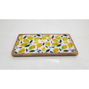 Bandeja para servir con forma de rectángulo de madera de diseño único con acabado de esmalte de calcomanía para el hogar Bandeja para servir comida de mesa hecha a mano a granel - Product Image 4
