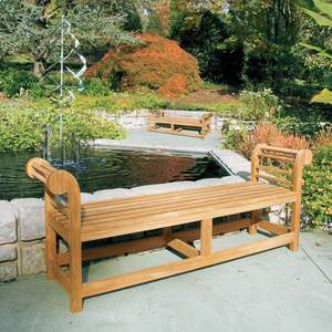 Banc d'extérieur Hammond en teck massif avec coussin et finition naturelle pour cour, villa, parc - Product Image 6