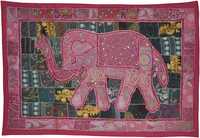 Pesona Bohemian: Permadani Gantung Dinding Gajah Kain Sari Antik Permadani Dinding, Permadani Dinding Antik India, Bohemian