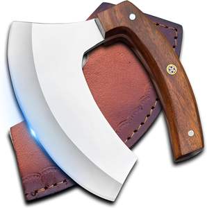 Couteau Ulu Alaskan en acier 12c27, fourreau en cuir, couteau de cuisine forgé à la main, couteau professionnel sur mesure OEM, manche en bois de rose - Product Image 1