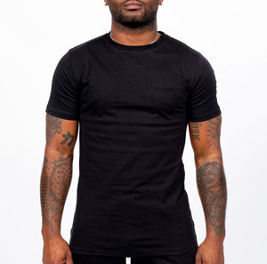 เสื้อยืดผู้ชายสีดำพรีเมี่ยมออกแบบโลโก้ได้ตามต้องการ - Product Image 1