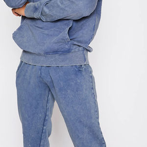 Chándal de hombre de alta calidad, ropa de calle, chándal de algodón 100% lavado con ácido, logotipo personalizado, conjunto ligero para correr al aire libre - Product Image 5