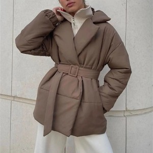 Chaqueta thikened para mujer, chaqueta acolchada sólida a la moda, cinturón Vintage para mujer, cálidas Parkas holgadas, abrigos para mujer - Product Image 2