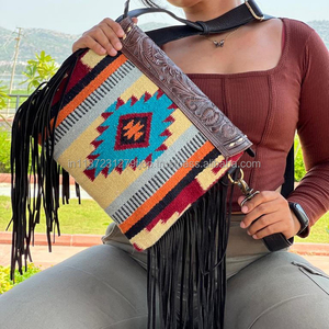 Nouveau sac à main de couverture selle élégant occidental bracelet en cuir usiné sacs latéraux aztèques de haute qualité sac sculpté à la main coloré Vintage - Product Image 5