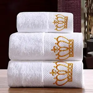 Toalha royal crown de luxo, toalhas de banho luxuosas e de escada para hotel, 100 algodão