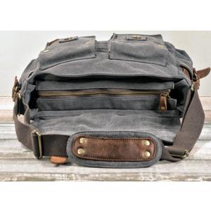 Stylish Vintage Leather Canvas <b>Laptop</b> Briefcase Personalized Crossbody Shoulder Satchel Perfect Travel Gift for Him - Product Image 6
