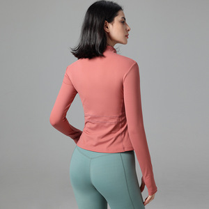 NUEVA chaqueta de manga larga con cremallera de fitness Ropa de alta calidad Pieza de remolque de secado rápido Yoga Deportes Correr Ropa deportiva elástica - Product Image 5