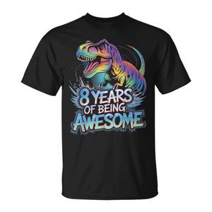 T-shirt per bambini a maniche corte, girocollo, stampa digitale, 8 anni di meraviglia, regalo unisex per la festa di compleanno dei bambini - Product Image 1