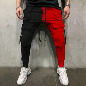 Pantalones de gimnasio ligeros de otoño Unisex, ropa de calle Y2K, pantalones de chándal con múltiples bolsillos negros y rojos de retazos de Hip Hop, pantalones largos Vintage - Product Image 6