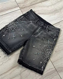 Manufacturer Custom <b>Men's</b> Double Knee Acid Wash Denim Jeans <b>Shorts</b> Casual <b>Vintage</b> Regular Streetwear Straight 100% Cotton Solid - Product Image 6