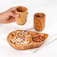 Assiette de service classique en bois d'olivier tunisien, faite à la main, écologique, durable, élégante, vaisselle naturelle, forme irrégulière