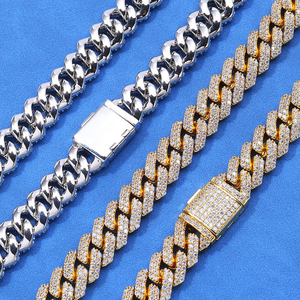 Chaîne cubaine en argent sterling 925 de luxe, 16 mm, diamants de laboratoire taille brillant, collier audacieux pour mariage et fiançailles - Product Image 6