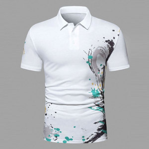 เสื้อกอล์ฟแขนสั้นผ้าแคนวาสคุณภาพสูง 100% ผ้าฝ้าย ป้องกันรอยยับ พิมพ์ลายตามสั่ง สำหรับผู้ชาย สไตล์ลำลอง พิมพ์ลายดิจิตอล - Product Image 3