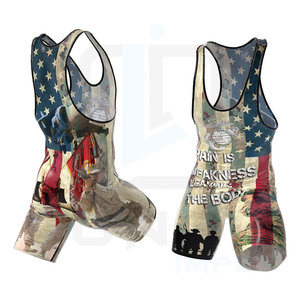 Combinaison de lutte extensible à quatre voies tenue sous-vêtements GYM Powerlifting natation combinaison de course Sublimation personnalisée - Product Image 3