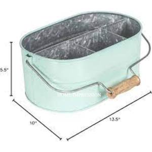 Proveedor Mayorista Utensilio Galvanizado Caddy Farmhouse Cubiertos Condimentos Fiesta Cubiertos Galvanizado Metal Almacenamiento Caddy Suministros - Product Image 6