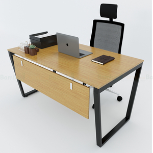 BFTB006-140x80cm Trapezoidal Bamboo Laptop <b>Desk</b> with Assembled Metal Legs <b>Folding</b> Feature and Drawer for School Use - Product Image 3