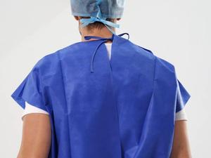 เสื้อสครับสำหรับผู้ป่วยผ้านอนวูฟเวนเสื้อทางการแพทย์แบบใช้แล้วทิ้งสำหรับแพทย์พยาบาลในโรงพยาบาล - Product Image 5