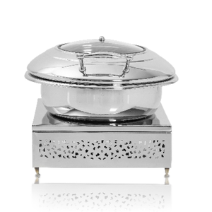 Hotel Restaurante Buffet Servidor Plato de frotamiento Platos de servicio de comida usados Cocina de lujo Calentador de comida Plato de frotamiento redondo eléctrico - Product Image 5