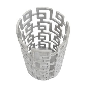 Delphi โคมไฟตั้งโต๊ะอลูมิเนียมเรขาคณิตสีเงิน Bronx Ivy ไฟตกแต่งเน้นเชิงเทียนโลหะและโถ - Product Image 2