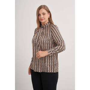 เสื้อชีฟองปักลายสำหรับผู้หญิง คอจีน แต่งโบว์ เหมาะสำหรับใส่ทำงานและงานปาร์ตี้ ฟรีไซส์ - Product Image 2